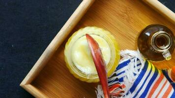 homemade ghee in container on a table video