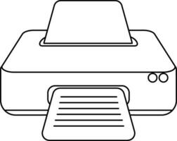 Printer machine icon in stroke for office work. vector