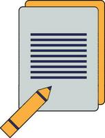 Notebook icon with pencil in color and stroke for writing. vector