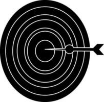 Dartboard icon with arrow in glyph for target achievement. vector