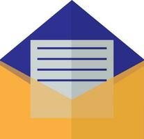 Envelope icon with letter in half shadow for office concept. vector