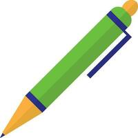 Green color of pen icon for office work with half shadow. vector