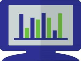 Half shadow of graph icon with monitor for office work. vector