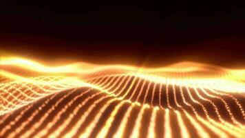 Abstract yellow energy magic waves from glowing particles and lines futuristic hi-tech background video