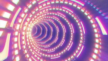 Abstract futuristic purple hi-tech tunnel from energy circles and magic lines background video
