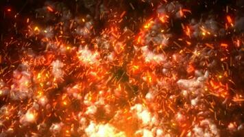 abstrakt Orange glühend Rauch von Lagerfeuer und fliegend hell Funken Hintergrund video