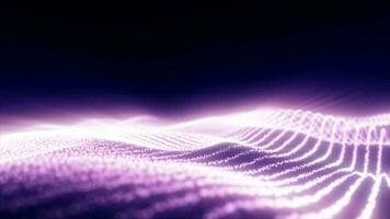 abstrait violet vagues de embrasé particules et lignes futuriste salut-technologie Contexte video