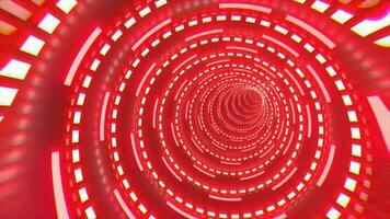 Abstract futuristic red hi-tech tunnel from energy circles and magic lines background video