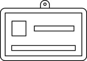 Black line art illustration of a ID card. vector