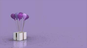 regalo caja con globos viniendo fuera género revelar púrpura con Copiar espacio video