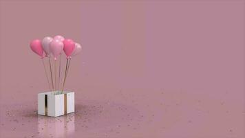 Geschenk Box mit Luftballons Kommen aus Geschlecht verraten Rosa mit Kopieren Raum video