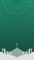 semplice lusso islamico con moschea silhouette illustrazione e rotante mandala ornamenti looping animazione ritratto vuoto video sfondo design
