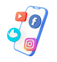 3d illustrazione icona di blu smartphone e sociale media png