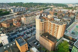 Most Beautiful Footage of Central Luton City of England. The Footage was Captured with Drone's Camera from Central Railway Station and over the City Buildings of Downtown at 19-May-2023 During Sunset. photo