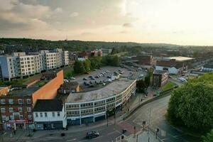 Most Beautiful Footage of Central Luton City of England. The Footage was Captured with Drone's Camera from Central Railway Station and over the City Buildings of Downtown at 19-May-2023 During Sunset. photo