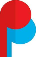 Flat style paypal in red and blue color. vector