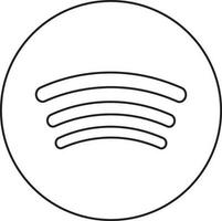 Black line art illustration of spotify logo. vector