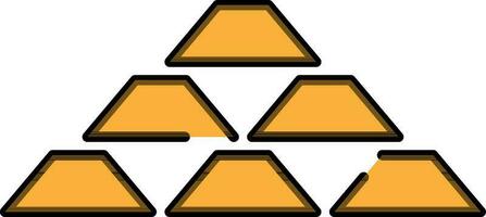 Gold Bars pyramid in flat style. vector