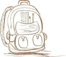 Flat illustration of a hand drawn school bag. vector