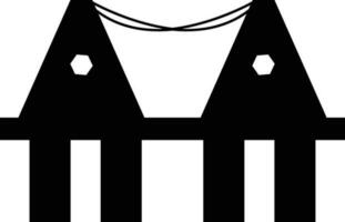 Flat icon of brige in black color. vector