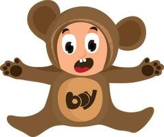 Baby boy in bear outfits. vector