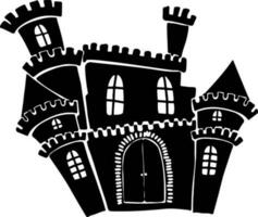 Black and white illustration of haunted house. vector