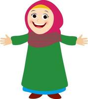 Illustration of happy muslim woman. vector