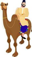 Muslim man riding on camel. vector