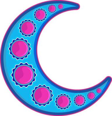 Sky blue and pink crescent moon design.