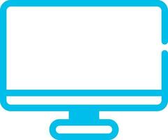Small tv of outline in sky color on white background. vector