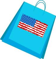 Shopping bag decorated with American Flag. vector