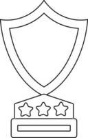 Black line art stars decorated shield trophy award. vector