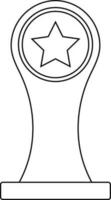 Black line art star decorated trophy award. vector