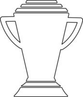 Black line art trophy cup award. vector