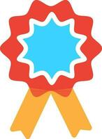 Badge with ribbon in flat style illustration. vector