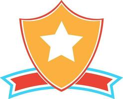 Star decorated shield badge with blank ribbon. vector