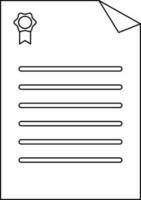 Flat blank document in line art illustration. vector