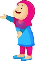 Cartoon character of happy islamic woman. vector