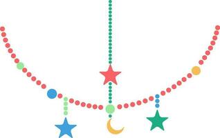 Flat style decorative element with stars and moon. vector