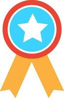 Star decorated badge with ribbon. vector