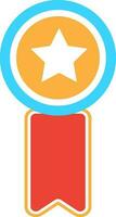 Badge with ribbon in flat style. vector