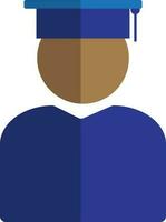 Character of faceless man wearing blue mortarboard. vector