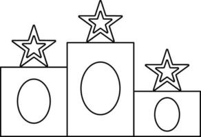 Black line art stars decorated podium. vector