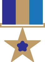 Star medal with ribbon. vector