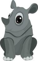 Cartoon character of rhinoceros. vector
