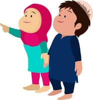 Cartoon character of muslim couple. vector