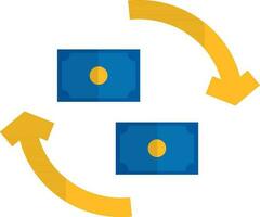 Icon of currency exchange in yellow and blue color. vector