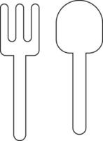 Vector line art fork and spoon icon.