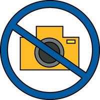 Icon of no camera use or no photo sign. vector