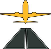 Illustration of airplane takeoff from runway. vector